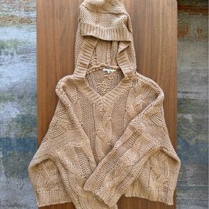 Tularosa Tan V-Neck Cable Knit Sweater